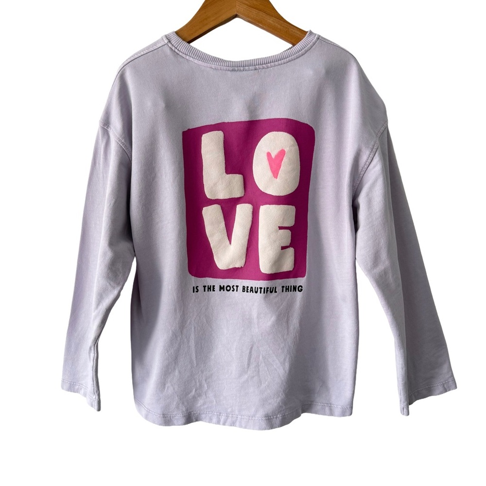 Zara Kids Long Sleeve Love Shirt - Light Purple and Pink size 5/6